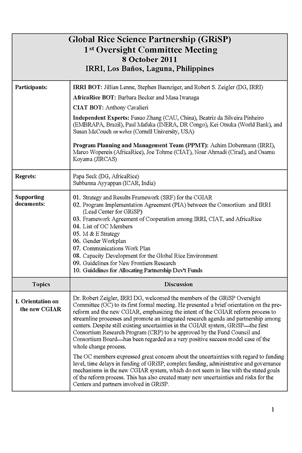 2011 Oversight Committee meeting
