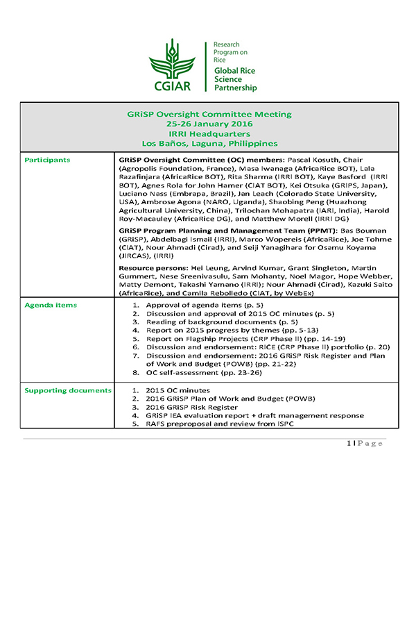 2016 Oversight Committee meeting